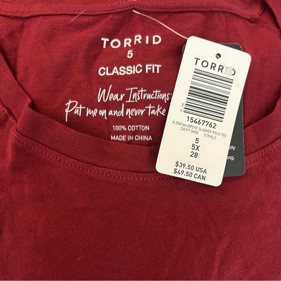 Torrid Classic Fit Burgundy Top 100% Cotton 5X NWT - Picture 12 of 12